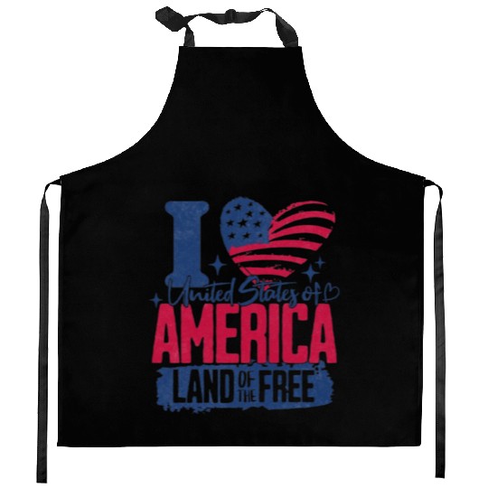 Patriotic "I Love America" Kitchen Aprons