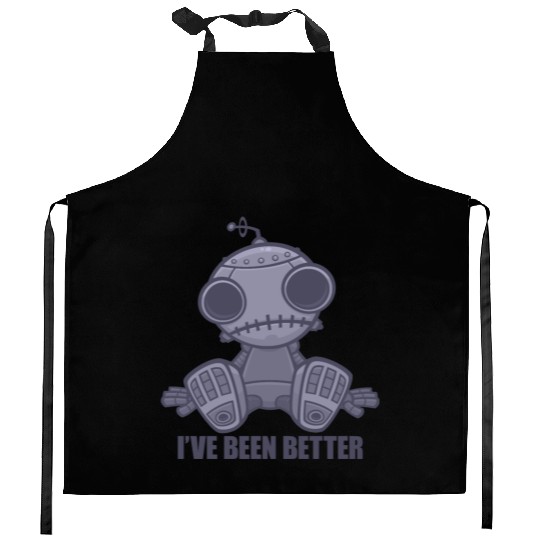 I've Been Better Sad Robot Cartoon Kitchen Aprons
