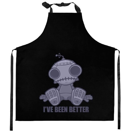 I've Been Better Sad Robot Cartoon Kitchen Aprons
