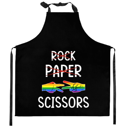 LGBTQ Lesbian Rock Paper Scissors Kitchen Aprons