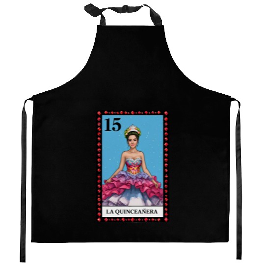 Lotería Quinceañera, Mis XV Hispanic Birthday Kitchen Aprons