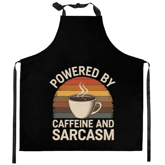 Powered By Caffeine and Sarcasm 4 Kitchen Aprons