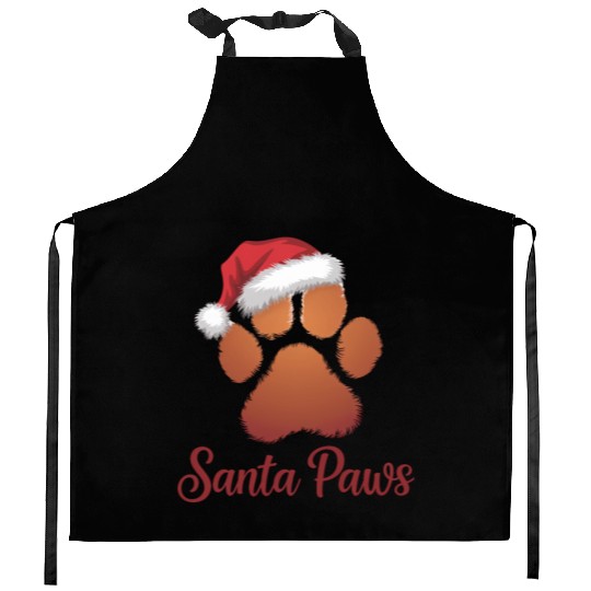 Santa Paws Christmas Kitchen Aprons, Cute Pet Lovers Holid