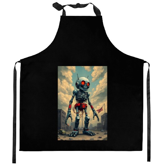 Giant zombie robot Kitchen Aprons