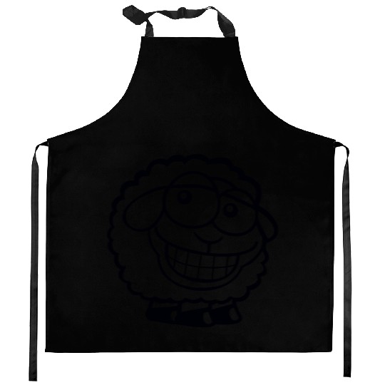 Sheep Grin Looks Stupid Cheeky Smile Happy Funny Kitchen Aprons