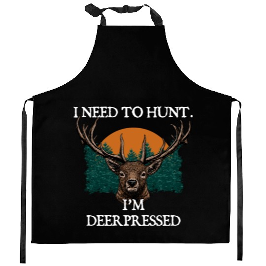Im DEERpressed Deer Hunting Elk Hunter Funny Dad Kitchen Aprons