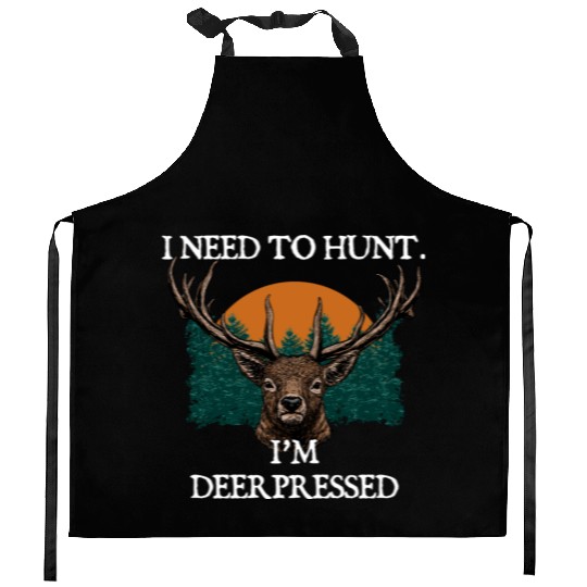 Im DEERpressed Deer Hunting Elk Hunter Funny Dad Kitchen Aprons