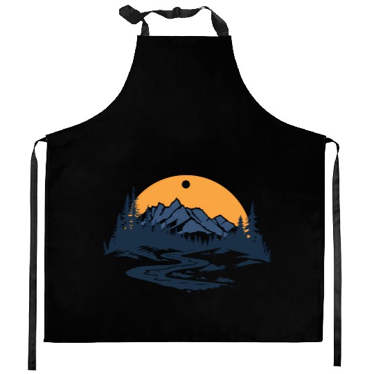 Majestic Mountain Sunset Kitchen Aprons