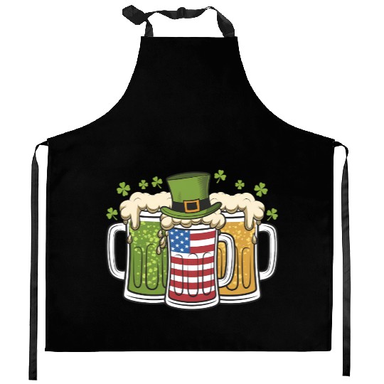Irish Beer Ireland USA American Flag St Patrick's Kitchen Aprons