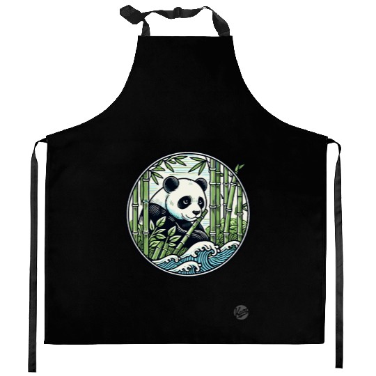 Panda in Bamboo Forest Kitchen Aprons