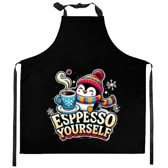 panda powered by caffeine 1 Kitchen Aprons