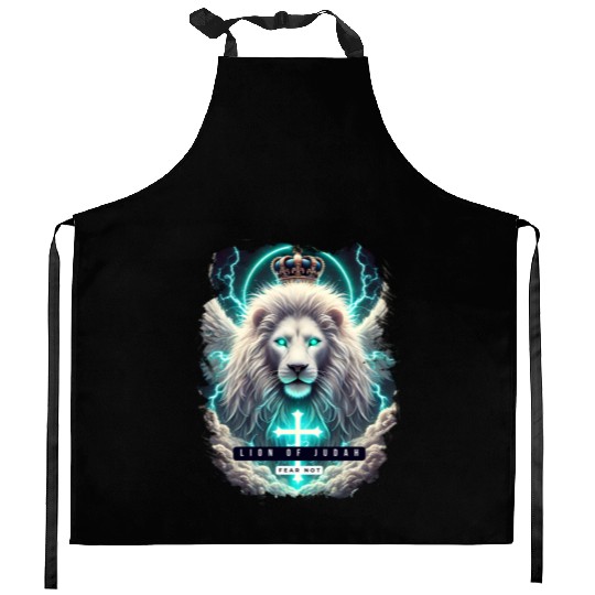 Lion of Judah Spiritual Design with Cross Kitchen Aprons