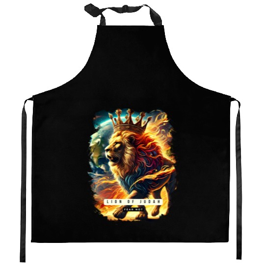 Lion of Judah with Crown And Flames Kitchen Aprons