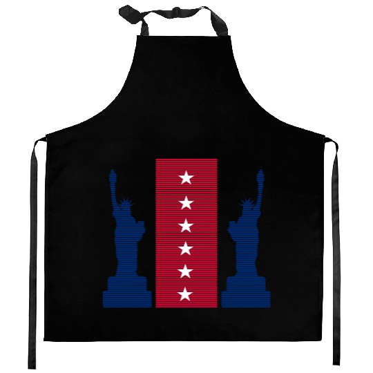 Stylized Statue of Liberty Graphic Design Kitchen Aprons
