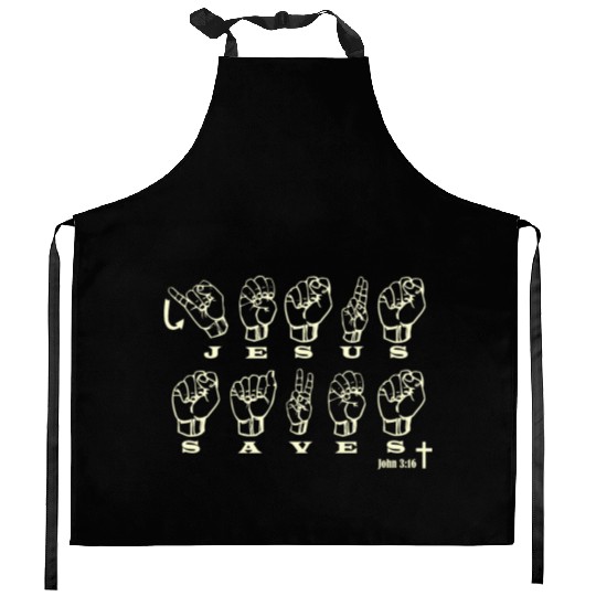 ASL Sign Language, Jesus Saves, John 3:16 Kitchen Aprons