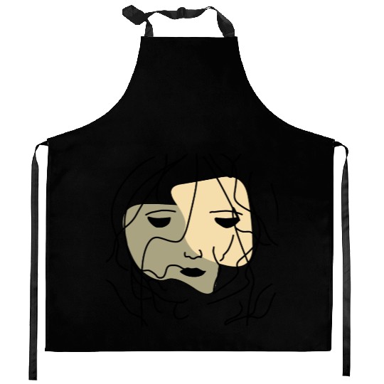 Minimalist Lonely Muted Face Kitchen Aprons