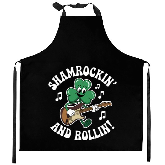 Shamrockin' and Rollin' St. Patrick's Rock & Roll Kitchen Aprons