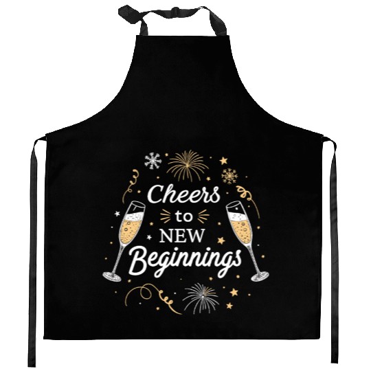 Cheers To New Beginings - Festive New Year's Eve Kitchen Aprons