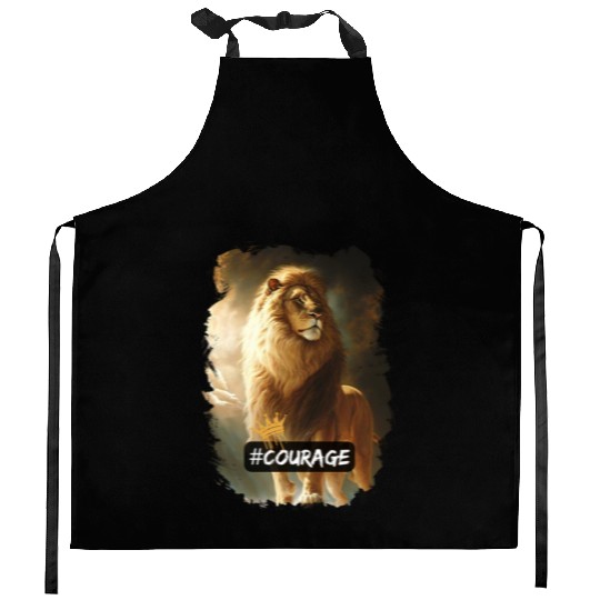 lion of judah - courage Kitchen Aprons
