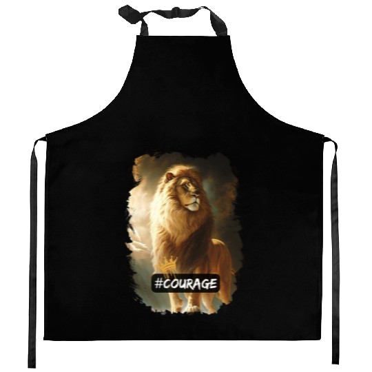 lion of judah - courage Kitchen Aprons
