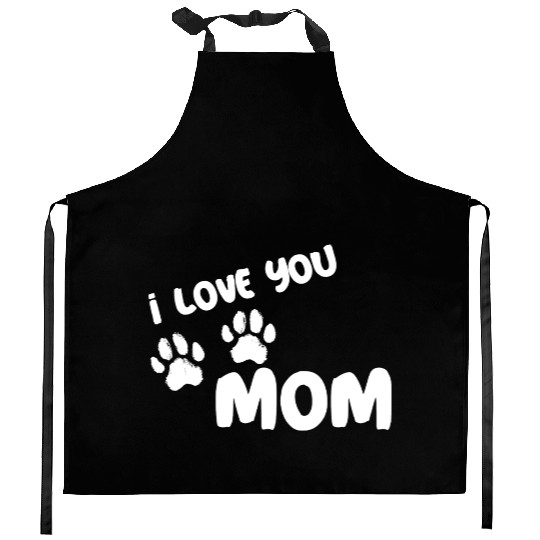 I Love You Mom Puppy Love for dark Kitchen Aprons