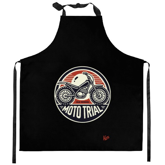 Old School Moto Trial Kitchen Aprons
