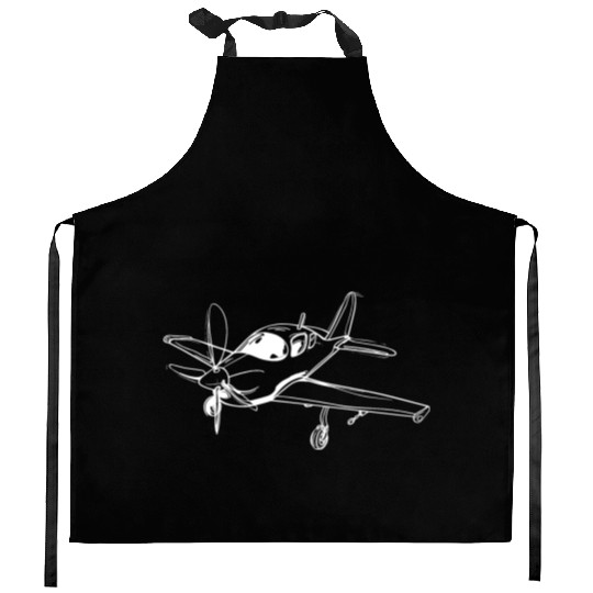 Propeller Aircraft Line Art Kitchen Aprons