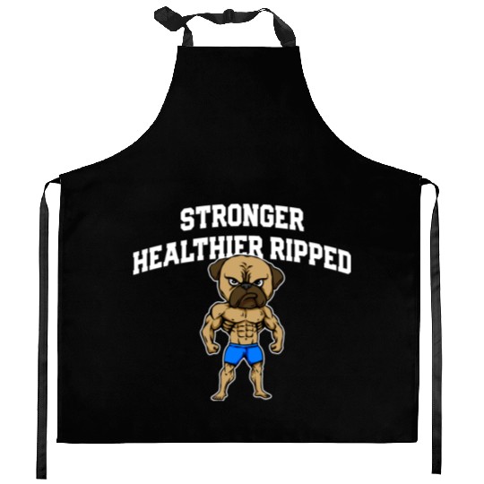 Stronger Healthier Ripped Funny Workout Humor Gym Kitchen Aprons