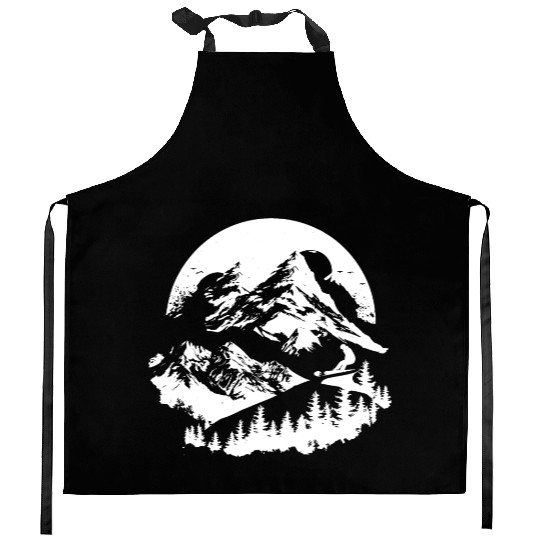 Snowboarding Drawing Kitchen Aprons
