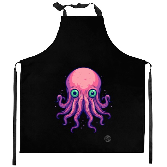 Colorful Cartoon Kraken Octopus Kitchen Aprons