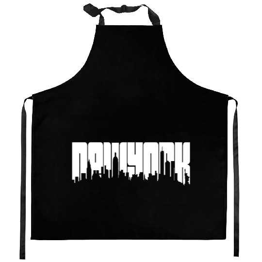 New York Skyline Typography Kitchen Aprons