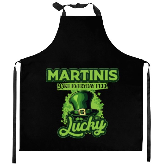 Martinis Make Everyday Feel Lucky St Patricks Day Kitchen Aprons