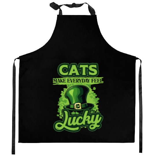 Cats Make Everyday Feel Lucky St Patricks Day Kitchen Aprons