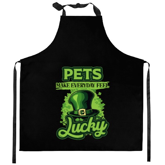 St Patricks Day Pets Make Everyday Feel Lucky Kitchen Aprons