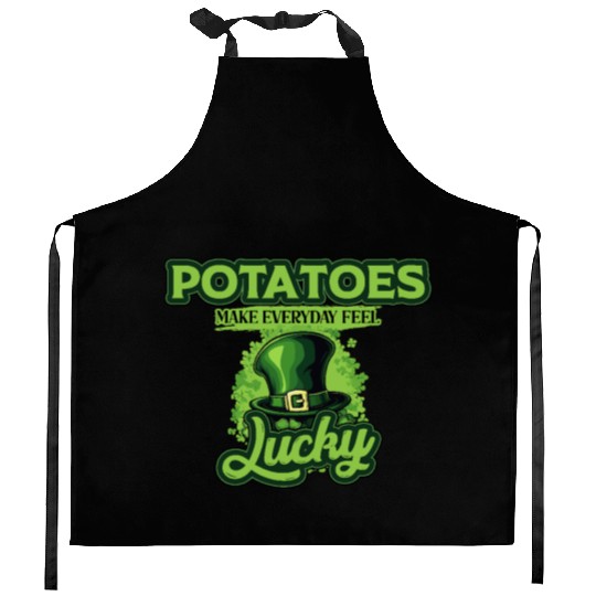 Potatoes Make Everyday Feel Lucky St Patricks Day Kitchen Aprons