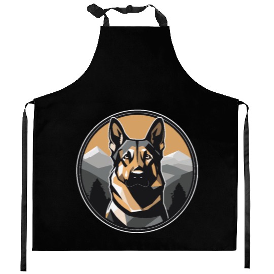 German Shepherd in Nature Kitchen Aprons