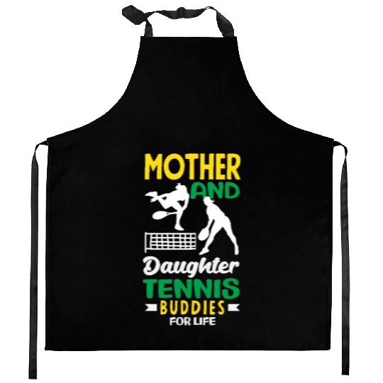 Mother And Daughter Tennis Buddies Kitchen Aprons