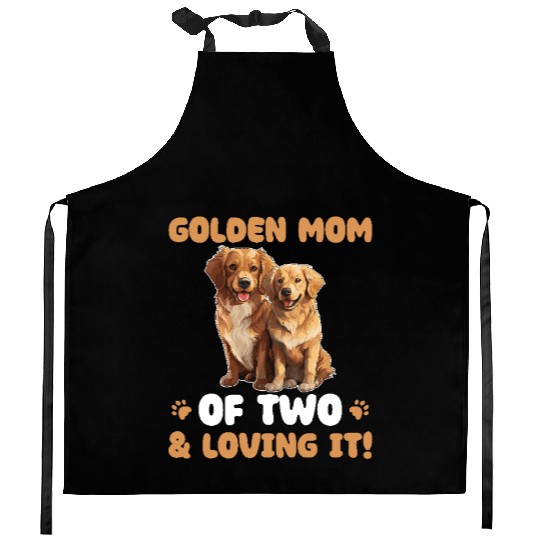 Golden Retriever Golden Mom Of Two Kitchen Aprons