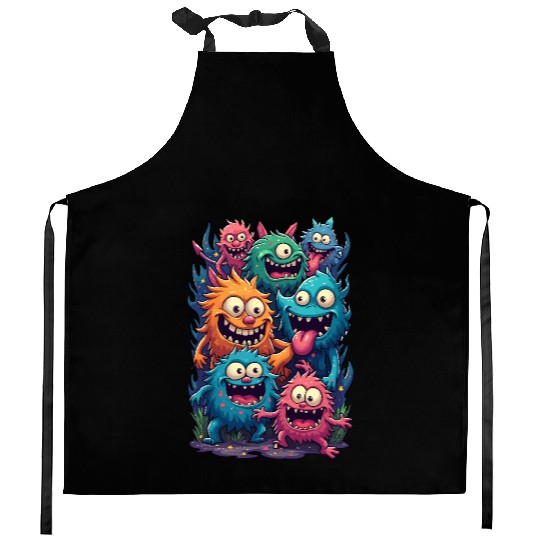 Happy Monster Family Kitchen Aprons