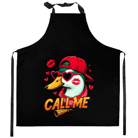 Call Me Duck Valentines Duck Hunting Lover Kitchen Aprons