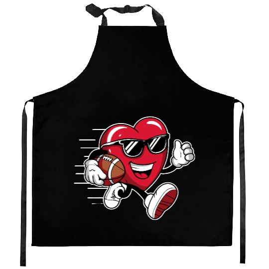 Valentines Day Heart Playing Football Boys Girls Kitchen Aprons