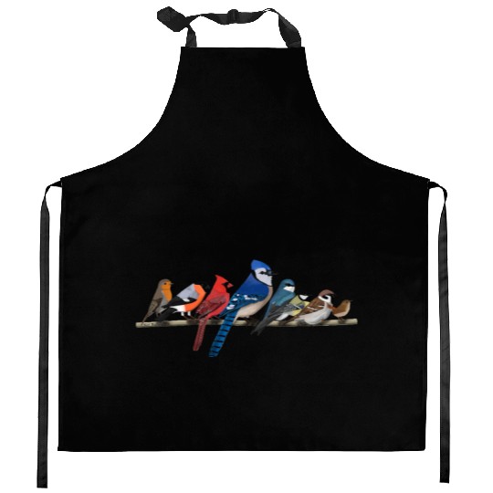 Garden Birds Blue Jay Cardinal Bullfinch Birding Kitchen Aprons