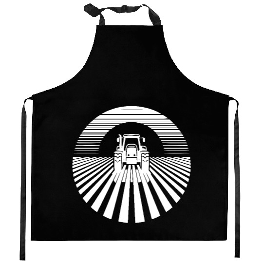 Tractor Logo In The Field At Sunrise Kitchen Aprons