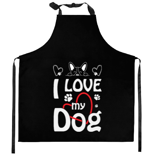 I Love My Dog: Cute Dog Lover Design Kitchen Aprons