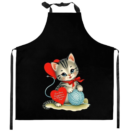Kitten To a Dear Valentine s Day Card Kitchen Aprons