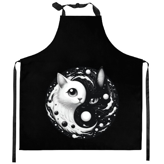 Ying and Yang Cats Asian Meditation Gift Idea Kitchen Aprons