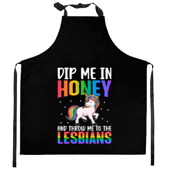 Throw Me To The Lesbians Lesbian Pride LGBTQ Kitchen Aprons