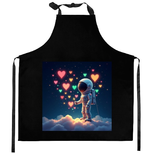 Astronauts are full of love Kitchen Aprons