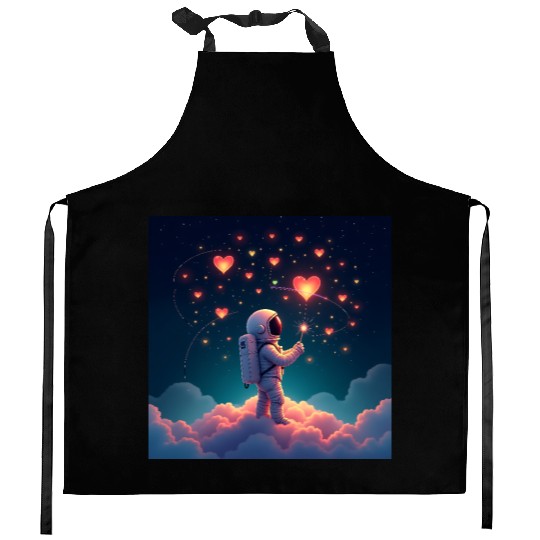 Astronauts are full of love Kitchen Aprons