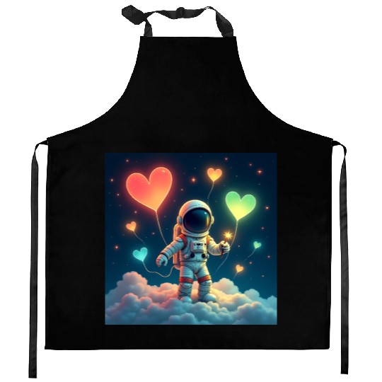 Astronauts are full of love Kitchen Aprons